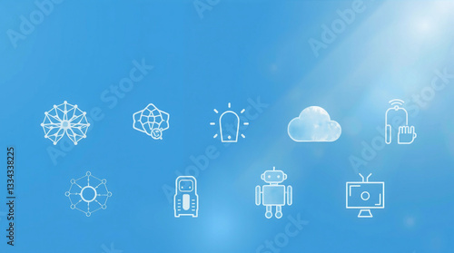 Modern Artificial Intelligence Icon Set with Solid Background for Web and App UI