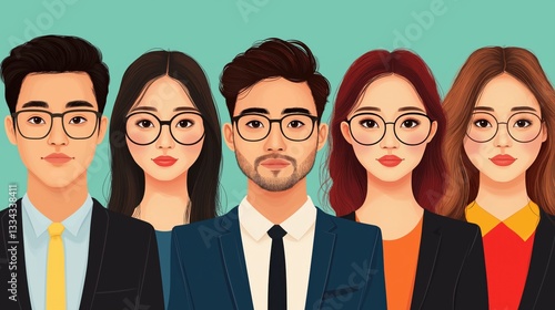 Professional Business People Avatar Headshot in Corporate Style

