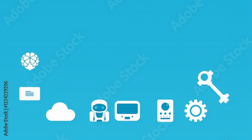 Modern Artificial Intelligence Icon Set with Solid Background for Web and App UI
