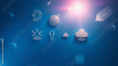 Modern Artificial Intelligence Icon Set with Solid Background for Web and App UI