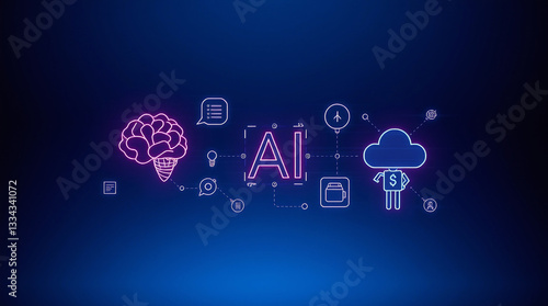 Modern Artificial Intelligence Icon Set with Solid Background for Web and App UI