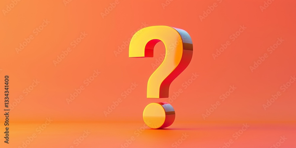 A 3D Yellow Question Mark on an Orange Background A 3D Yellow Question Mark on an Orange Background