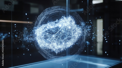 Futuristic representation of artificial intelligence with complex neural network connections and data streams enhancing modern technology concepts