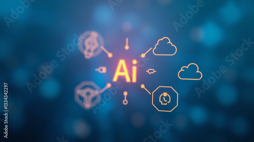 Modern Artificial Intelligence Icon Set with Solid Background for Web and App UI