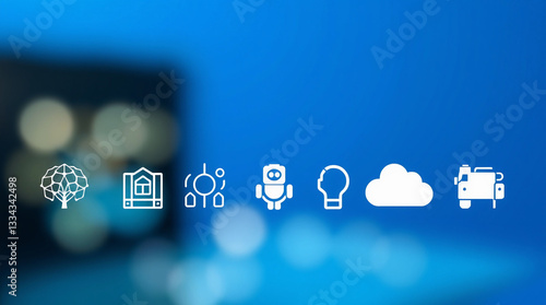 Modern Artificial Intelligence Icon Set with Solid Background for Web and App UI
