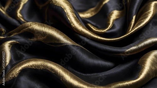 Luxurious Black and Gold Abstract Waves Background