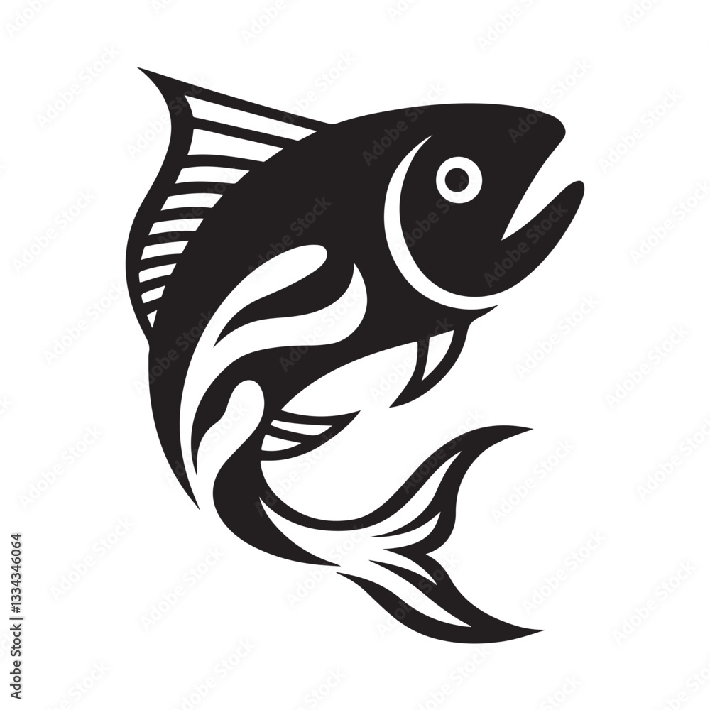 Fototapeta premium Bold Black and White Graphic Tuna Fish Design