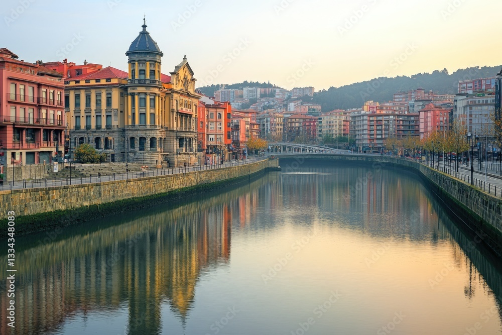 Morning Serenity: View of Ribera Market Amidst Old Town in Bilbao, Spain Morning Serenity: View of Ribera Market Amidst Old Town in Bilbao, Spain