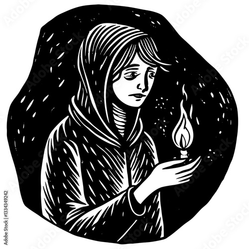 Person holding a candle in the dark