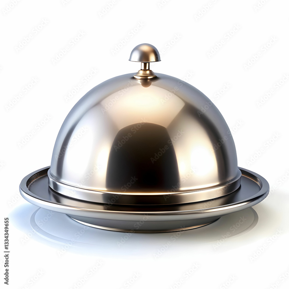 metallic cloche on white background isolated 3d illustration metallic cloche on white background isolated 3d illustration