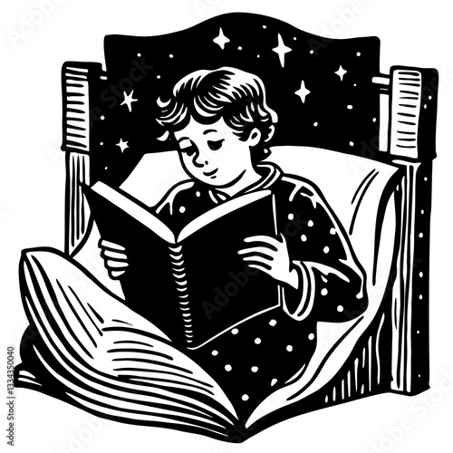 Person reading a bedtime story in a cozy bedroom setting