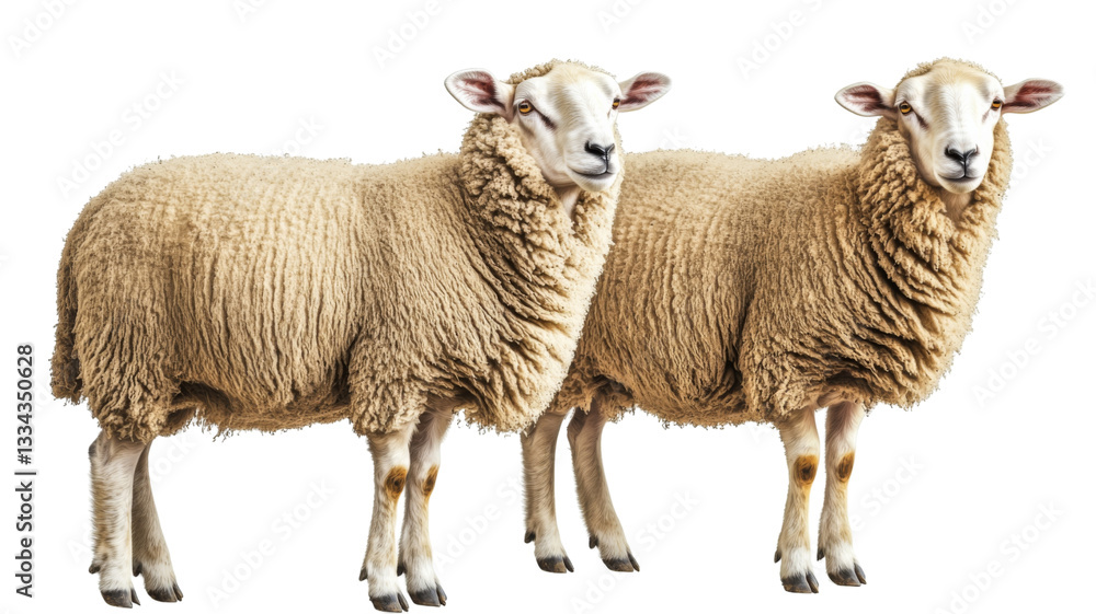 Two sheep standing on transparent background Two sheep standing on transparent background