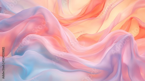 Soft and dreamy pastel liquid with gentle waves of pink, peach, and sky blue