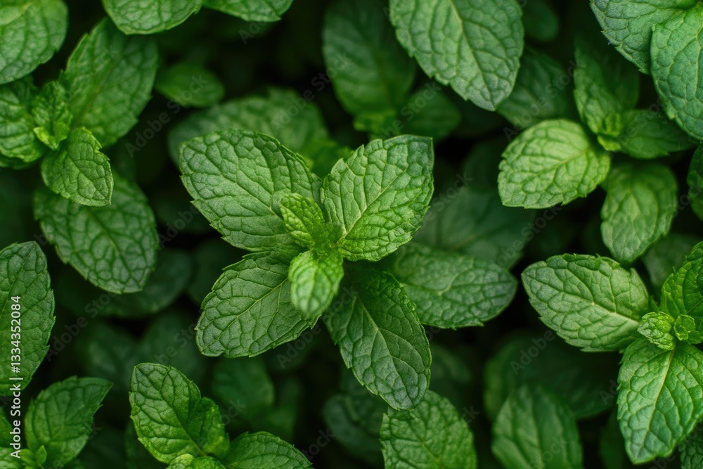 Vibrant Mint Sprig. Detailed Closeup of Fresh Green Leaves Isolated on White Background Vibrant Mint Sprig. Detailed Closeup of Fresh Green Leaves Isolated on White Background