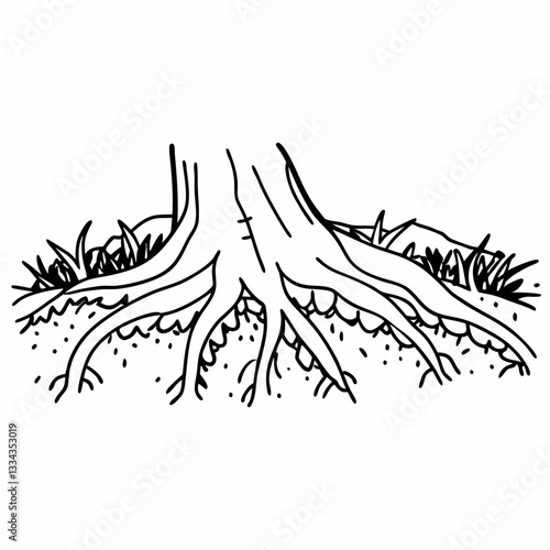 Tree roots in soil illustrating growth and stability in nature