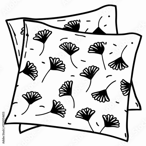 Floral pattern design on decorative napkins with ginkgo leaves motif