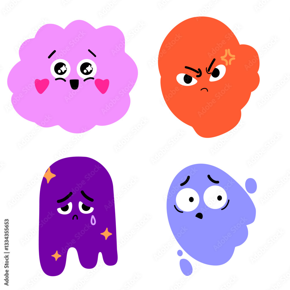 Fototapeta premium Whimsical Cartoon Illustration Icon Set. Unique and Creative vector
