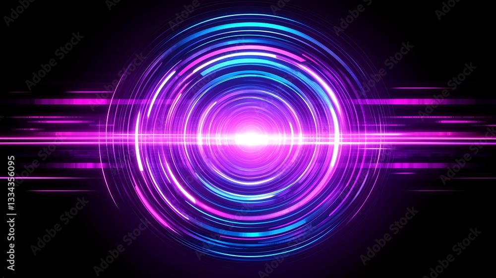 Circular Abstract Light Tunnel with Pink and Blue Glowing Rings against Black Background Art Design Circular Abstract Light Tunnel with Pink and Blue Glowing Rings against Black Background Art Design