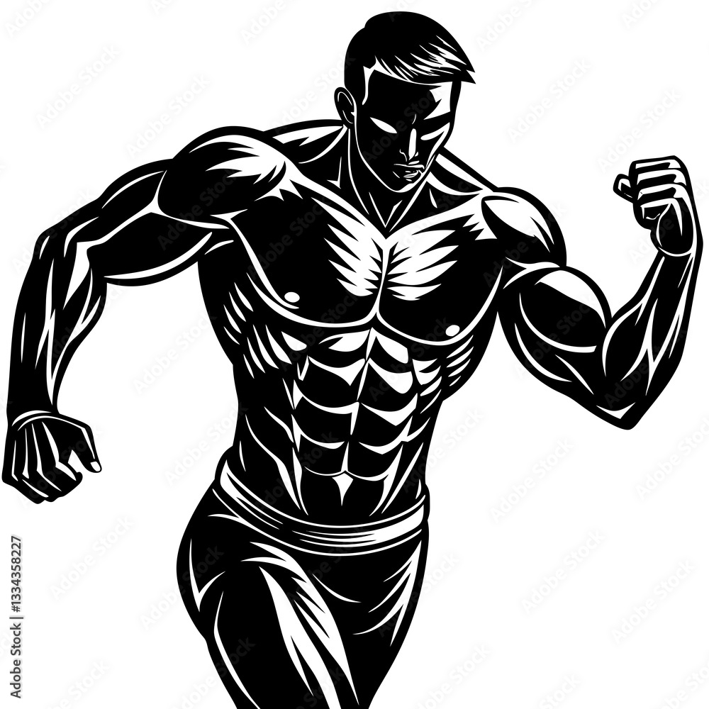 Fototapeta premium Athletic person running in a dynamic pose on a plain background