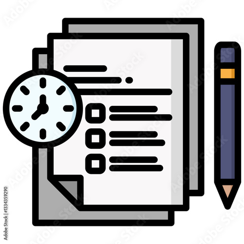 Planning icon in Flat Color Style With Outline. Simple Vector Design. Simple Vector Flat Icon