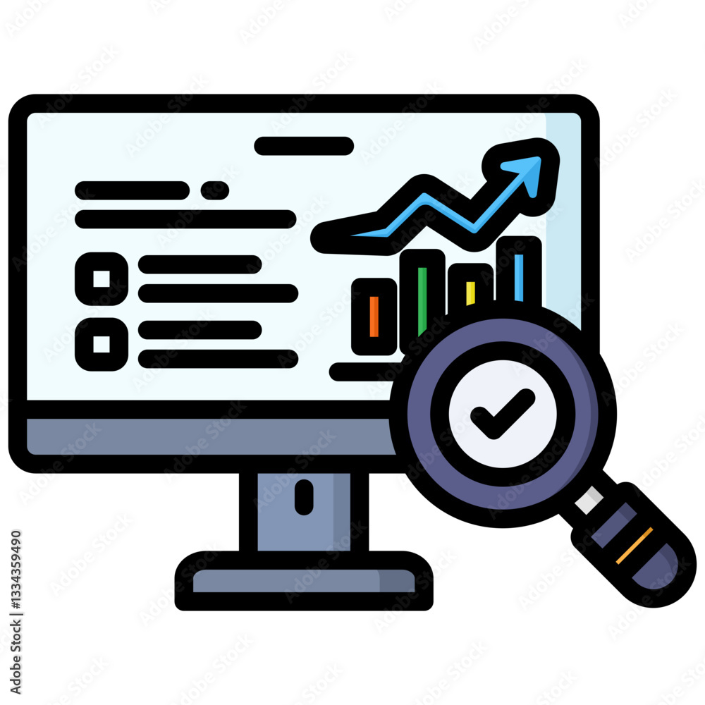 Data Driven icon in Flat Color Style With Outline. Simple Vector Design. Simple Vector Flat Icon Data Driven icon in Flat Color Style With Outline. Simple Vector Design. Simple Vector Flat Icon