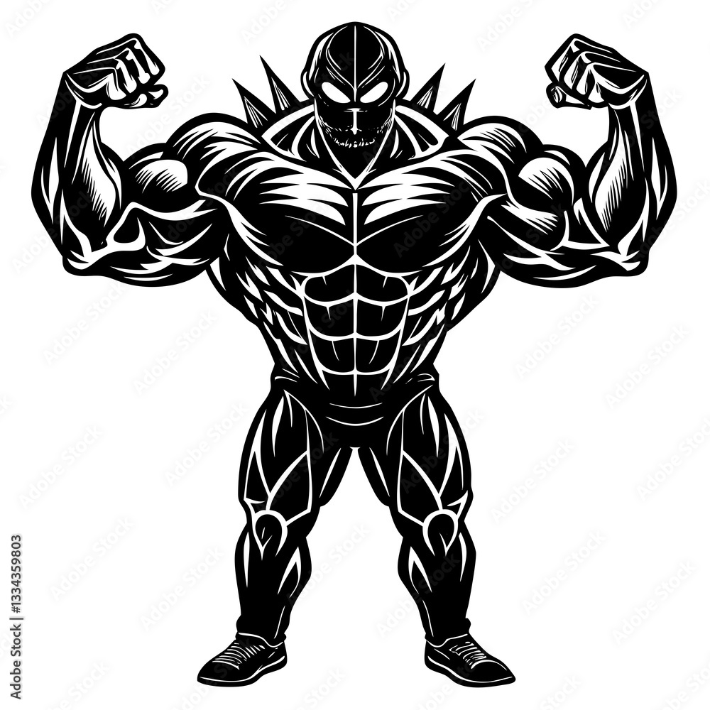 Fototapeta premium Person with a strong build flexing muscles in a powerful pose