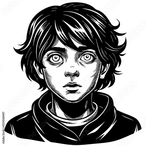 Person with wide eyes looking surprised against a dark background