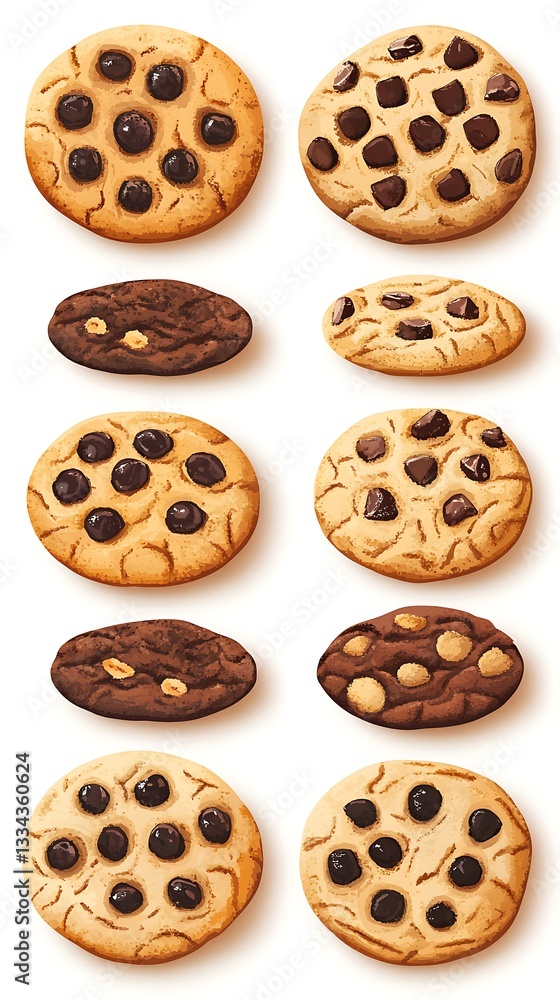 A variety of cookies displayed in an organized grid pattern. A variety of cookies displayed in an organized grid pattern.