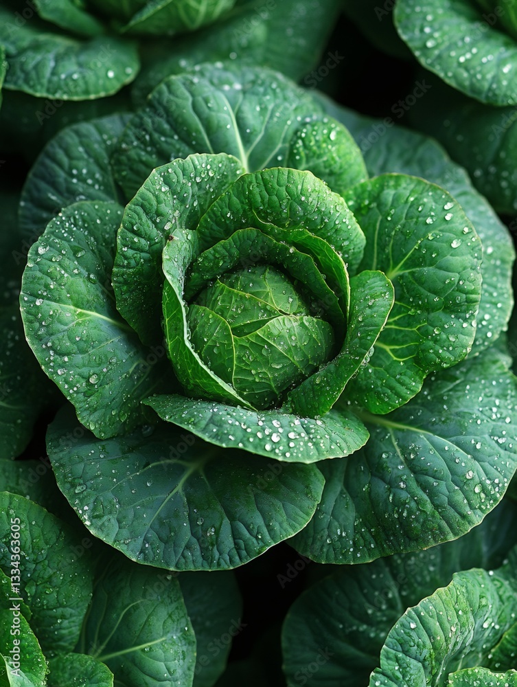 Fresh green cabbage growing in the farm field Fresh green cabbage growing in the farm field