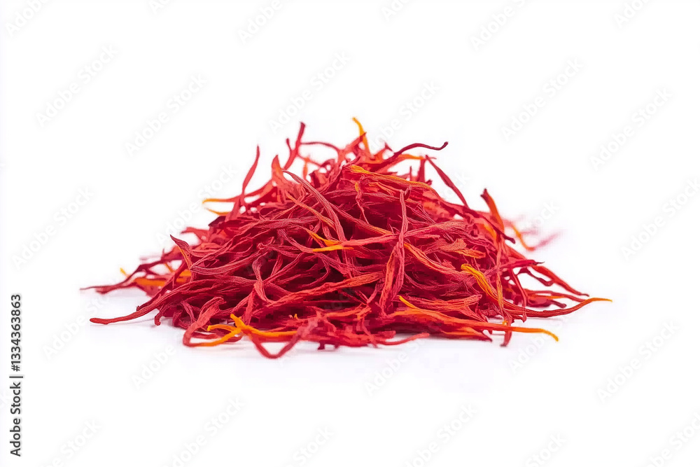 Naklejka premium Dried saffron spice isolated on white background