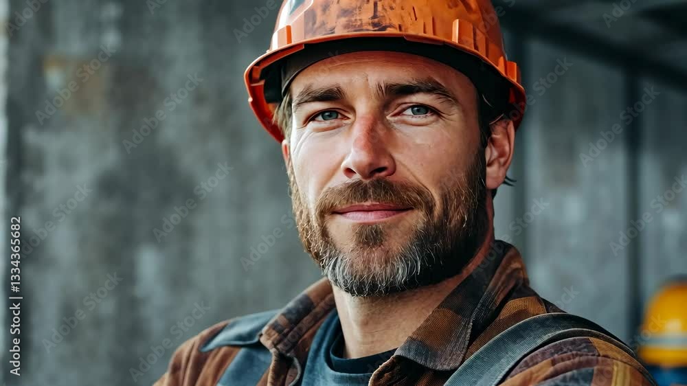 Man in a helmet with a confident smile. Man in a helmet with a confident smile.