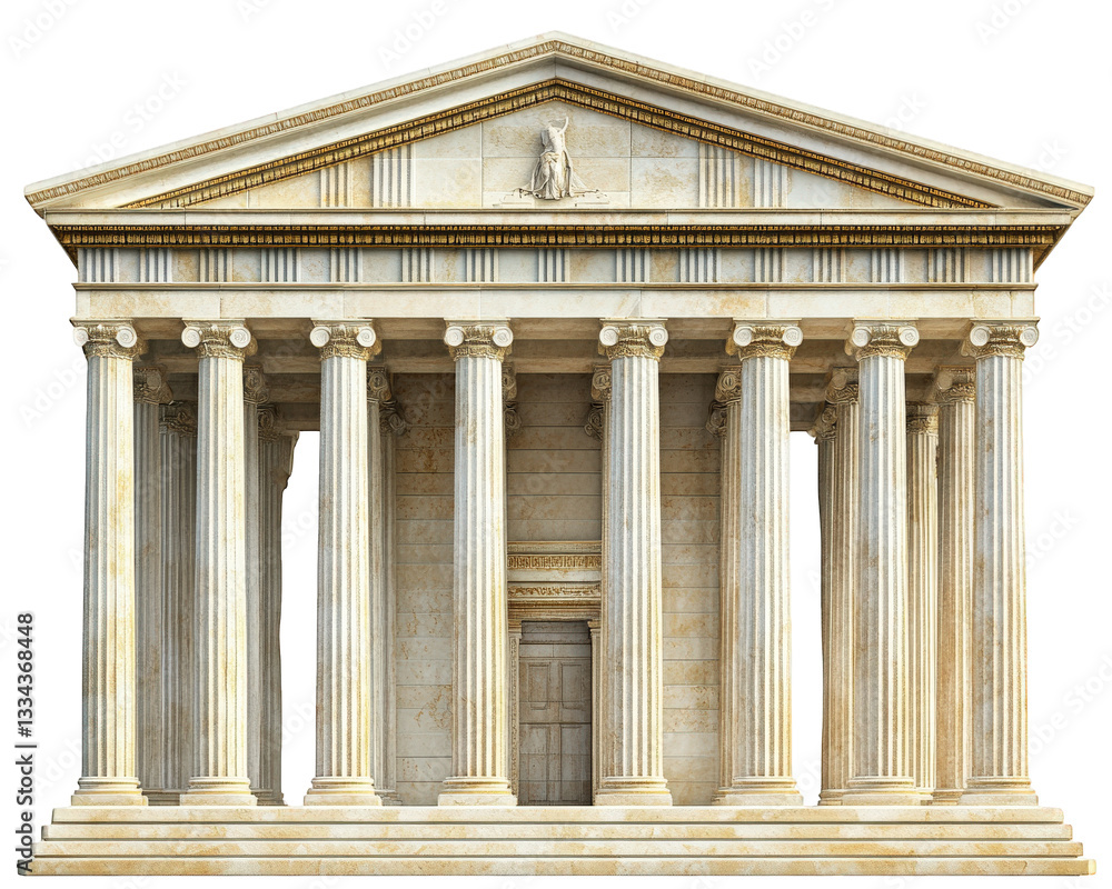 Naklejka premium classical Greek temple with tall columns and intricate details, showcasing historical architecture and cultural significance. This monument represents ancient civilization and artistry