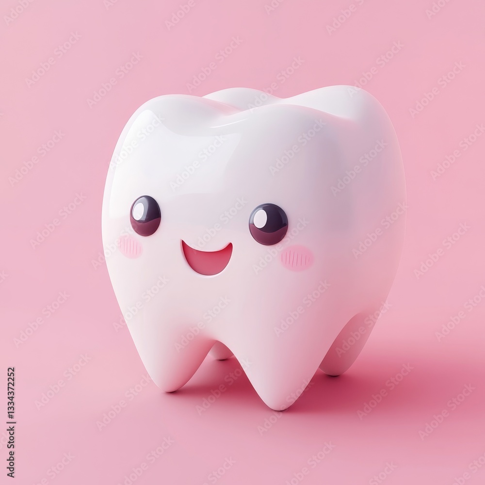 3D Illustration of a Tooth. Smiley and Cute Tooth Symbol. Medical reference, science background concept 3D Illustration of a Tooth. Smiley and Cute Tooth Symbol. Medical reference, science background concept