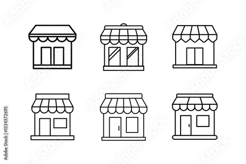 storefront icon line art vector illustration
