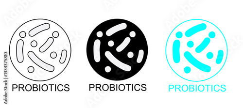 Logo design probiotic bacteria. Healthy nutrition ingredients for therapeutic