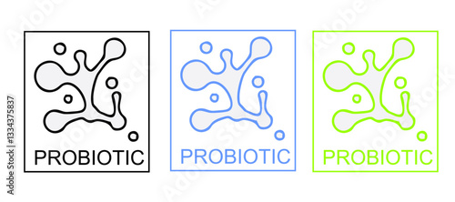 Logo design probiotic bacteria. Healthy nutrition ingredients for therapeutic