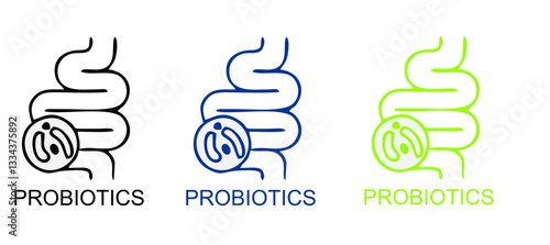 Logo design probiotic bacteria. Healthy nutrition ingredients for therapeutic