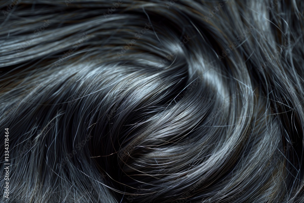 Abstract close-up of silver grey locks showcasing intricate hair texture with natural highlights and subtle variations in color, an exquisite artistic depiction. Abstract close-up of silver grey locks showcasing intricate hair texture with natural highlights and subtle variations in color, an exquisite artistic depiction.