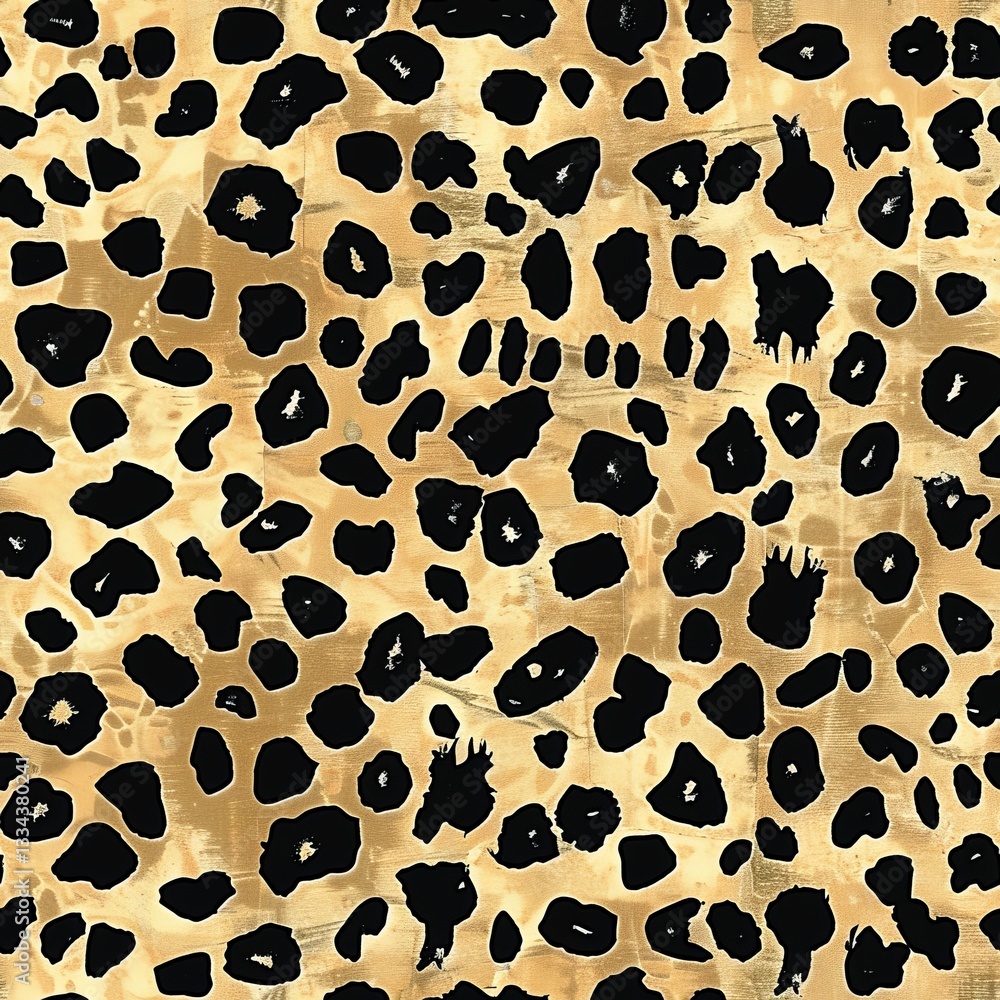 Abstract design featuring black spots on a golden texture, reminiscent of animal print, creating a modern aesthetic for creative projects Abstract design featuring black spots on a golden texture, reminiscent of animal print, creating a modern aesthetic for creative projects