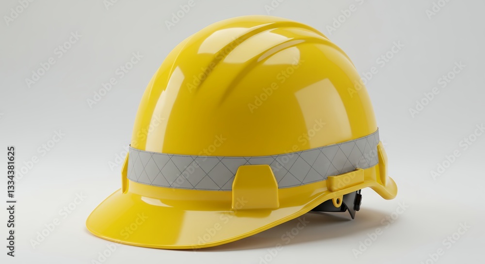 Fototapeta premium Yellow Hard Hat Isolated on White Background Safety Construction Gear