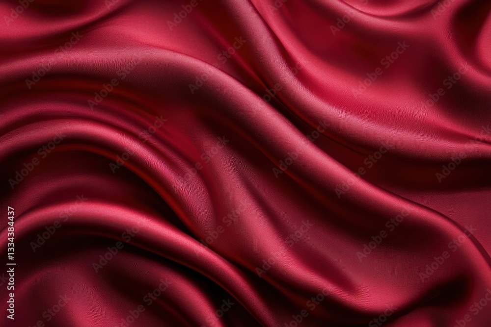 Luxurious Red Satin Draped Fabric Soft Waves Elegant Texture, Luxurious Red Satin Draped Fabric Soft Waves Elegant Texture,