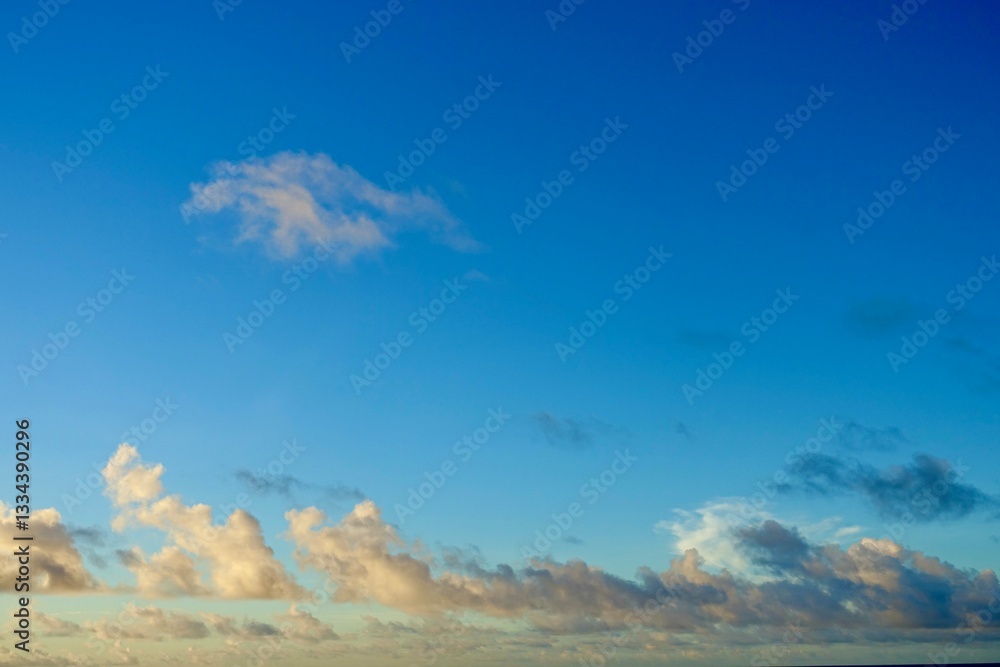 Fototapeta premium 広がる青空と夕焼け雲