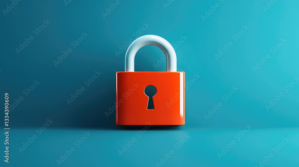 Securing digital assets red lock symbol virtual graphic representation minimalist design front view concept of safety Securing digital assets red lock symbol virtual graphic representation minimalist design front view concept of safety