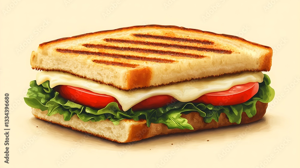 Grilled Sandwich with Fresh Tomatoes Lettuce and Cheese Comfort Food Gourmet Delight Culinary Treat Grilled Sandwich with Fresh Tomatoes Lettuce and Cheese Comfort Food Gourmet Delight Culinary Treat
