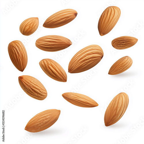 Wallpaper Mural almond flying, Isolated on white Background. Torontodigital.ca