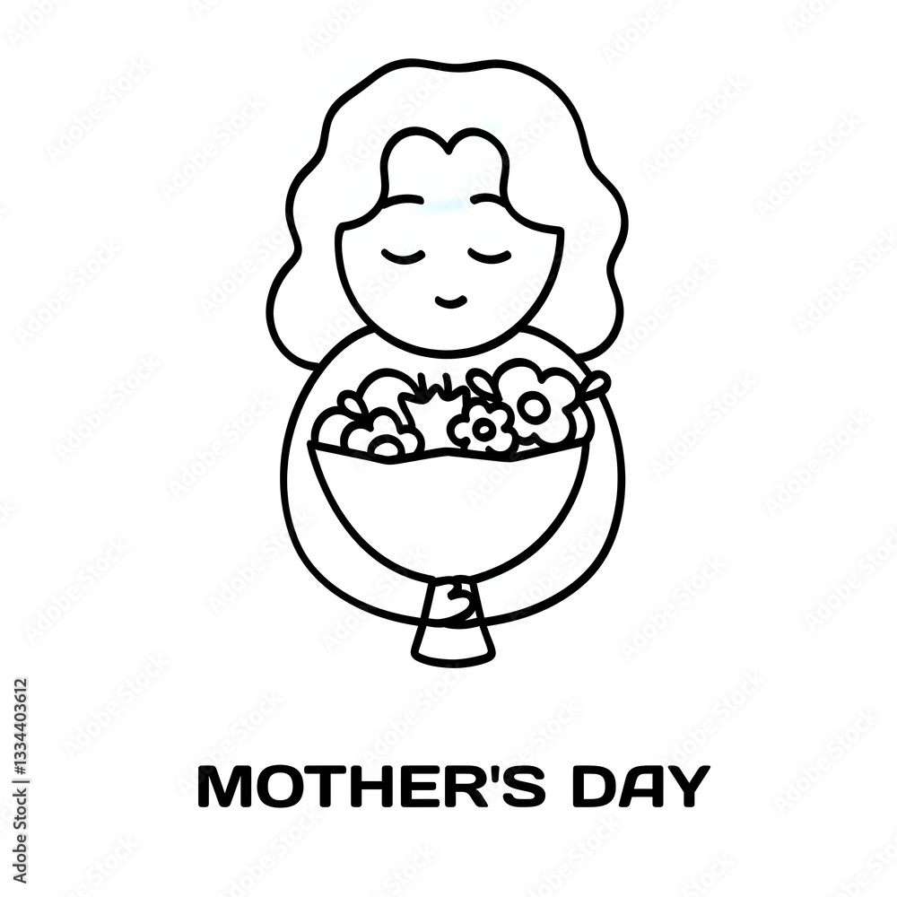 Mother day editable stroke outline icon isolated on white background flat vector illustration, black outline, Pixel perfect Mother day editable stroke outline icon isolated on white background flat vector illustration, black outline, Pixel perfect