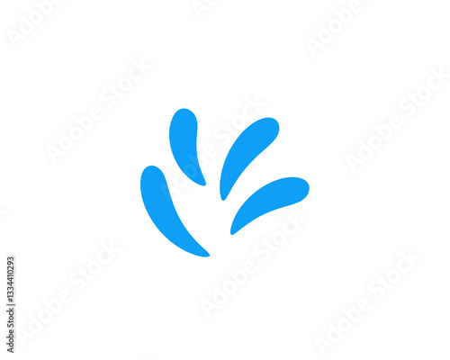Minimalistic design of blue droplets forming an abstract shape against a light background.