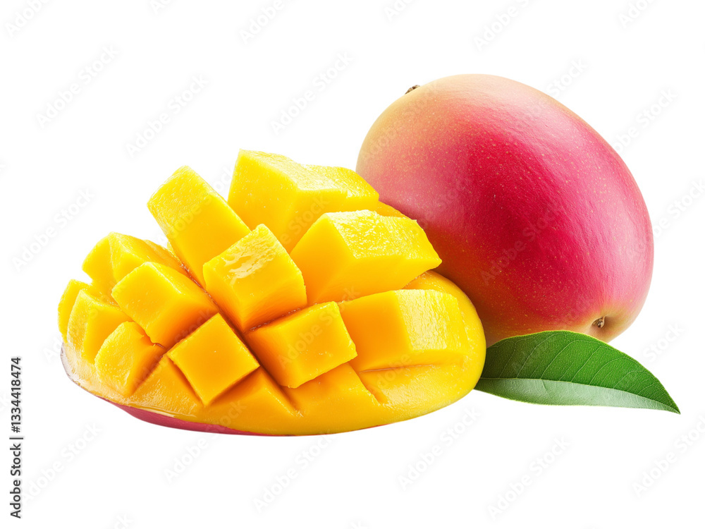 Delicious mango fruits cut out png transparent background. Based on Generative AI Delicious mango fruits cut out png transparent background. Based on Generative AI