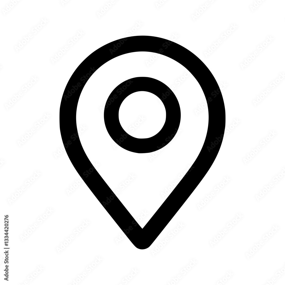 Black silhouette icon of a location pin Black silhouette icon of a location pin