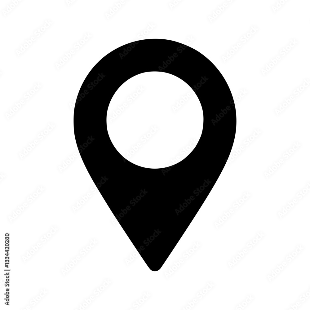 Black silhouette icon of a location pin Black silhouette icon of a location pin